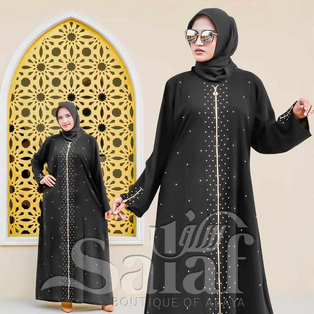 Terbaru Baju Abaya Gamis Hitam Turkey Abaya Bordir Bahan JetBlack Lembut Kwalitas Boutique Arab 2021