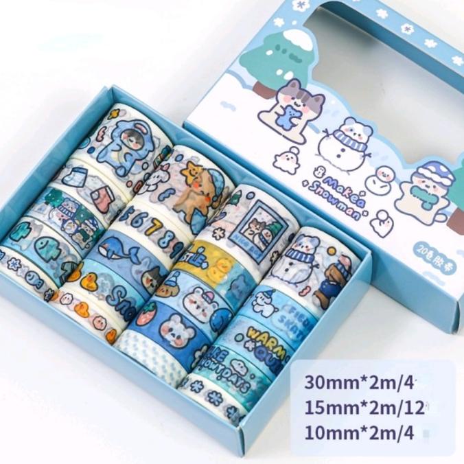 

HOT PROMO Washi Tape Selotip Bergambar Gaya Korea 20 Roll + Box Cute Kawaii