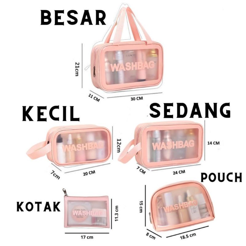 Tas Kosmetik Washbag Travel Pouch Make Up Organizer Transparan