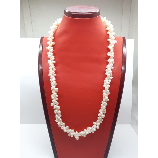 KALUNG PANJANG MUTIARA OVAL ZIGZAG KALUNG HIJAB MUTIARA AIR TAWAR LOMBOK KALUNG KANTOR