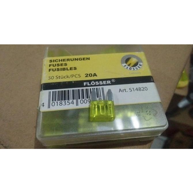 Sekring Sekering Tancap Kecil Mini Fuse Mobil Truk 20A Flosser Germany onderdil 54PR23