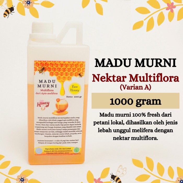 

Madu Asli / Raw Honey 1000 Gram Perasan Madu Sarang Melifera