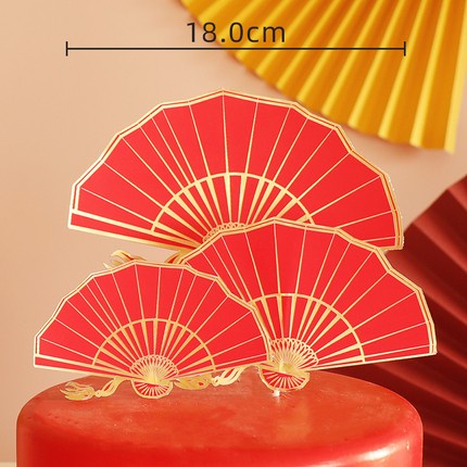 Terlaris Topper Kipas Chinese New Year/ Topper Cny Imlek/ Hiasan Kue Cny