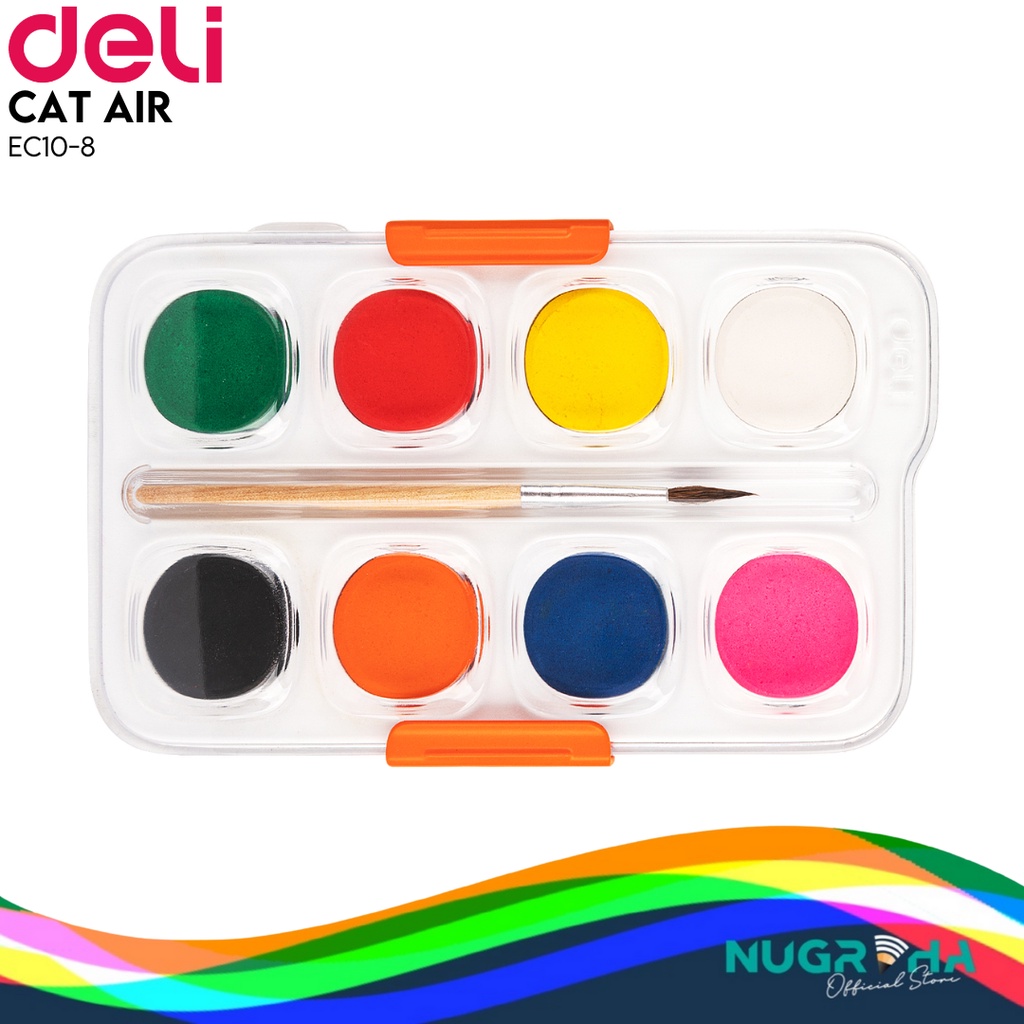 

DELI WATERCOLOR PAINT CAT AIR PADAT 8 WARNA + BOX ALAT LUKIS EC10-8