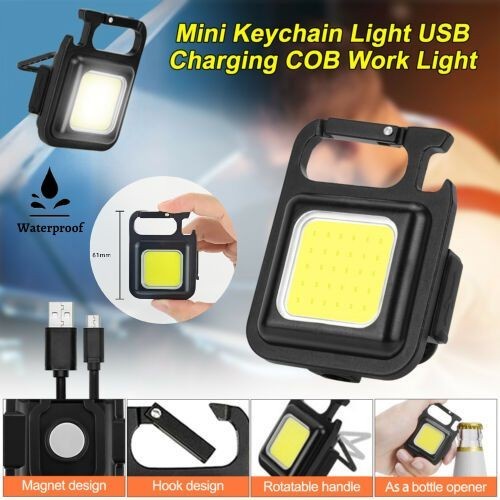 Lampu COB Magnet LED Terang Carabiner Gantungan Kunci Senter Camping