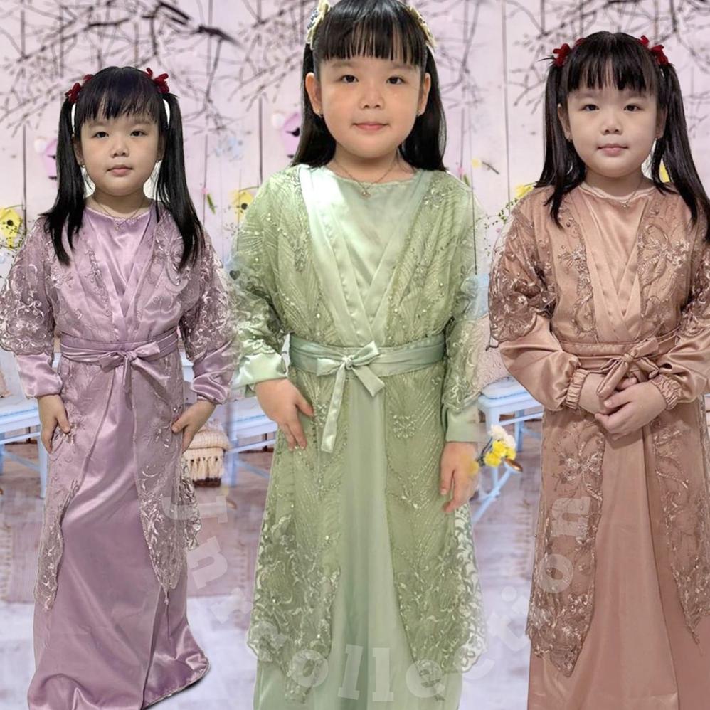 Produk Baru Gamis Outer Anak Perempuan/Size S M L XL/Set Gamis Anak-Anak/Gamis Kondangan Anak Tanggu