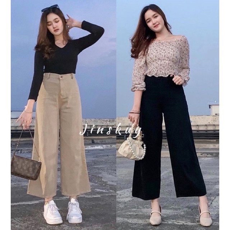 BF CELANA KULOT JEANS CREAM// CELANA BAWAHAN HIGHWAIST KULOT
