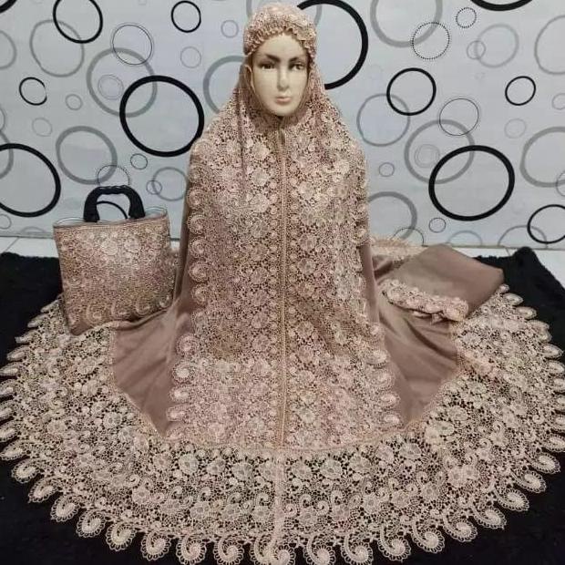 Mukena Sutra Prada Princess Brownis RENDA KEONG JUMBO MUKENA SESERAHAN