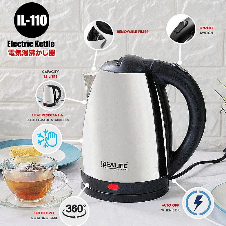 Cod - Teko Listrik Idealife IL 110 1,8 Liter Low Watt Electric Kettle IL-110 Pemanas Air Otomatis Id