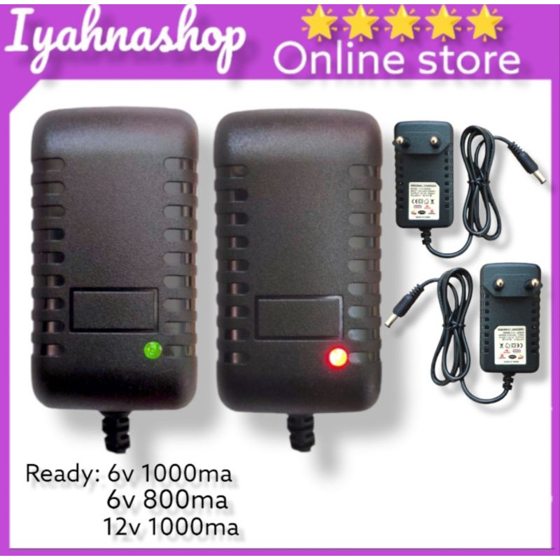 PROMO CHARGER MOTOR AKI - CASAN MOBIL AKI -  ADAPTOR MOTOR AKI MAINAN ANAK 6 VOLT - 12 VOLT