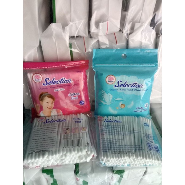 korek kuping selection baby , dewasa , 1 pak 100 batang