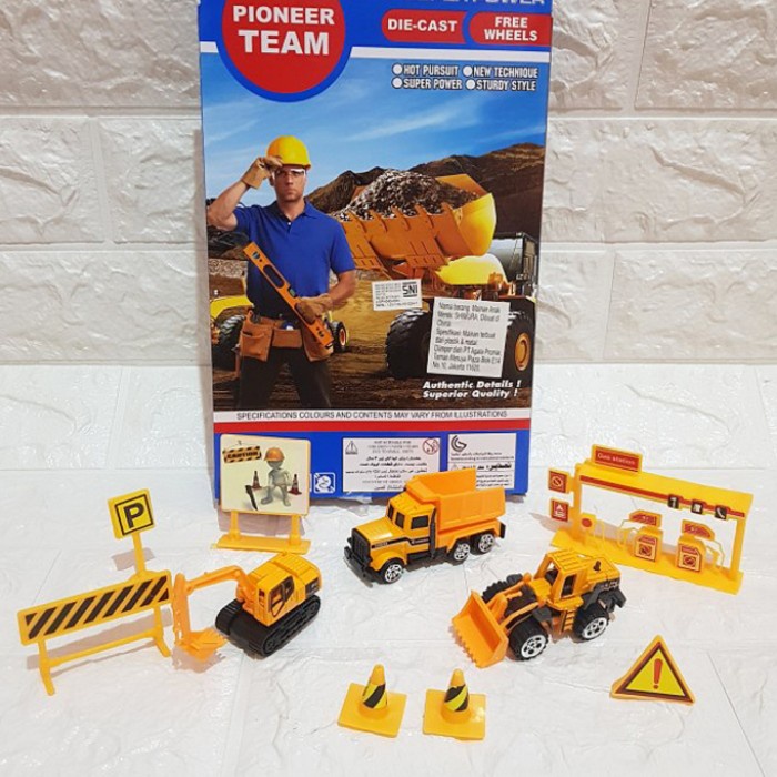Diecast Set Truk Konstruksi Alloy - Miniatur Excavator Bulldozer Dump