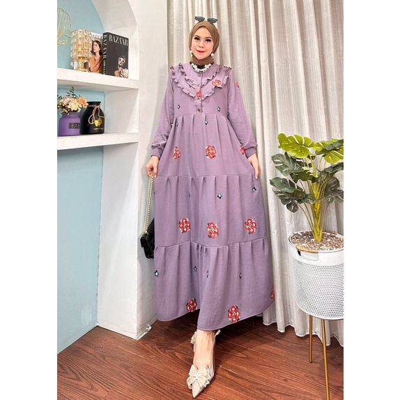 ZASKIA GAMIS SET BERGO FIRDA DRESS CRINKLE BORDIR AIRFLOW