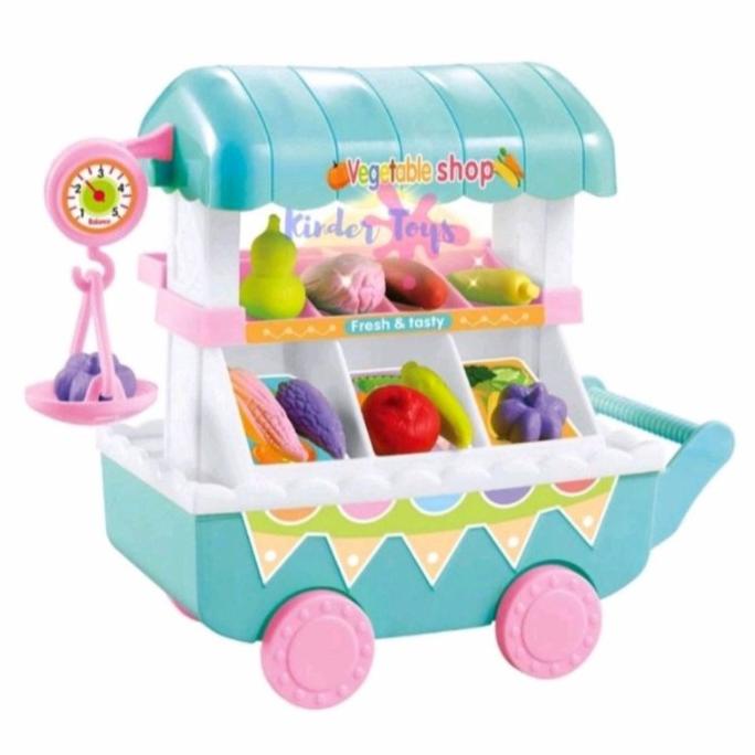 =====] mainan gerobak buah sayur es krim troli