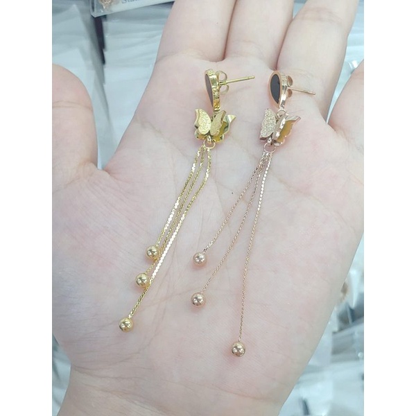 anting tusuk pajang kupu geliter titanium anti karat anti luntur