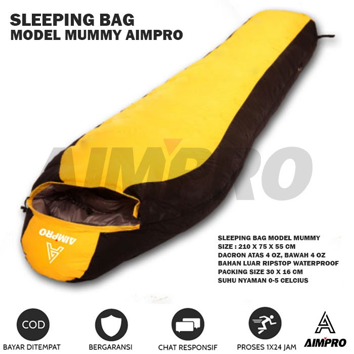 Sleeping Bag Mummy Dacron Ultralight Aimpro