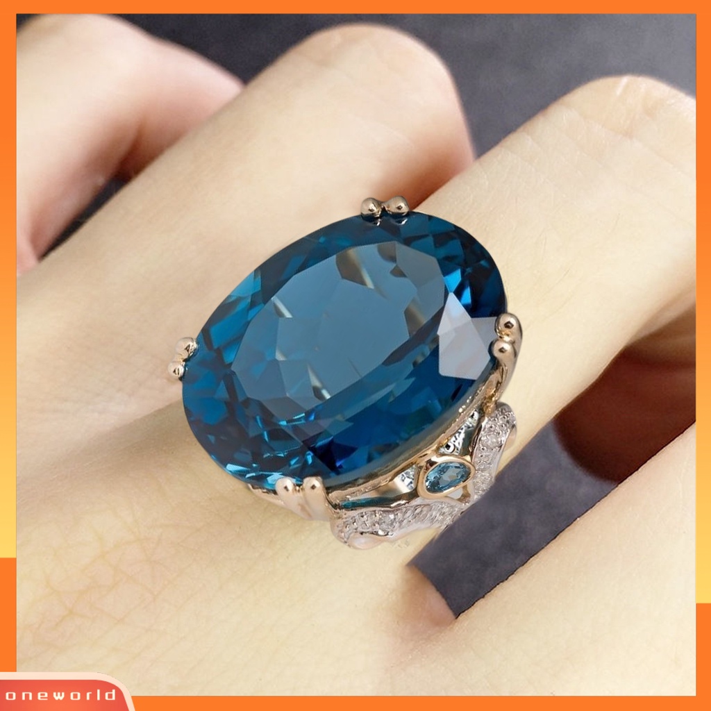 Cincin Wanita Model Telur Angsa Bahan Cubic Zirconia Gaya Vintage Untuk Hadiah Pernikahan