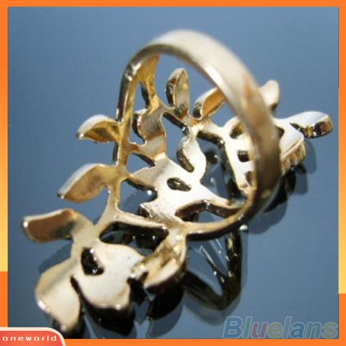 (ord) Cincin Knuckle Desain Daun Hollow Hias Berlian Imitasi Untuk Wanita