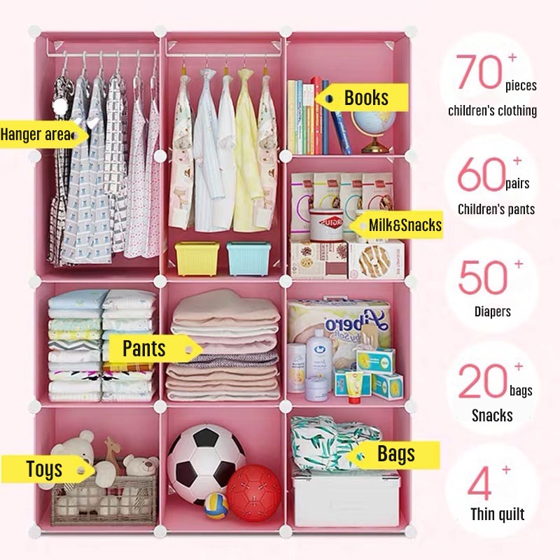 Lemari plastik portable lemari pakaian rak serbaguna susun lemari baju Termurah Lemari Pakaian Portable Lemari Plastik Karakter