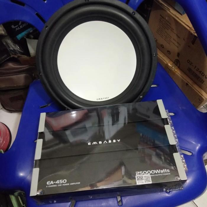 Terlaris Paket Embassy Power Emabssy Ea-450 And Subwoofer Embassy 1228W 12Inch