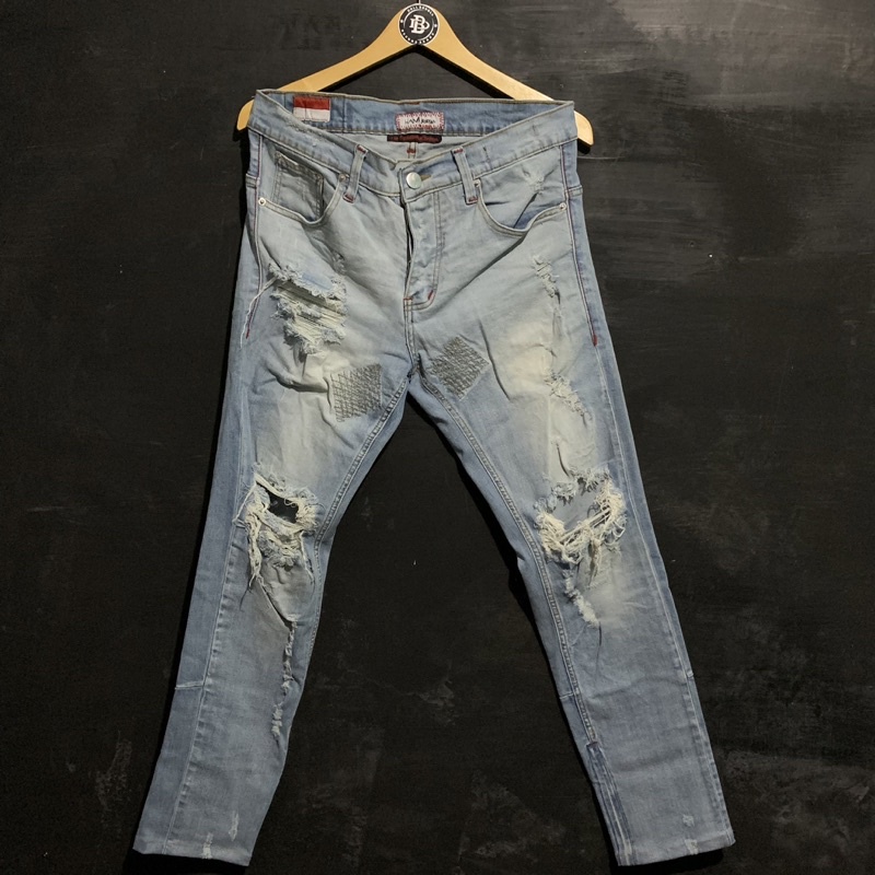 M1 Blue wash Ripped Jeans (HamJeansku)