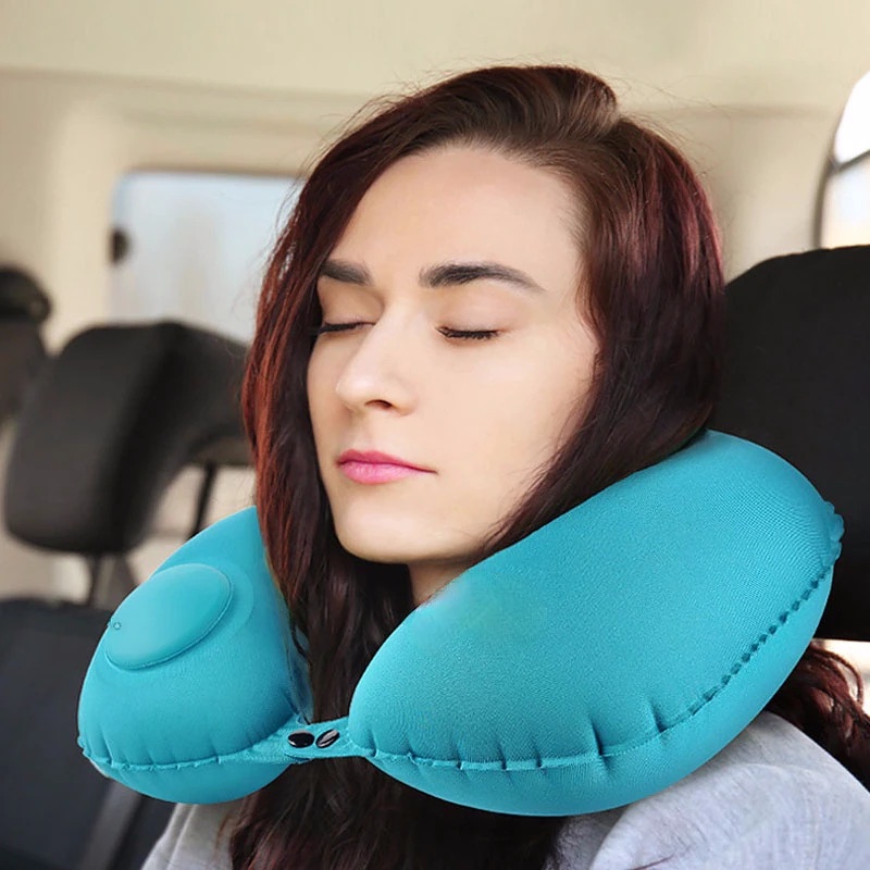 SPro2 Bantal Angin Pompa Leher Travel Inflatable Neck Pillow Bantal Traveling Piknik Mobil Car Rh35 Macroupta Tiup Gray By Pro