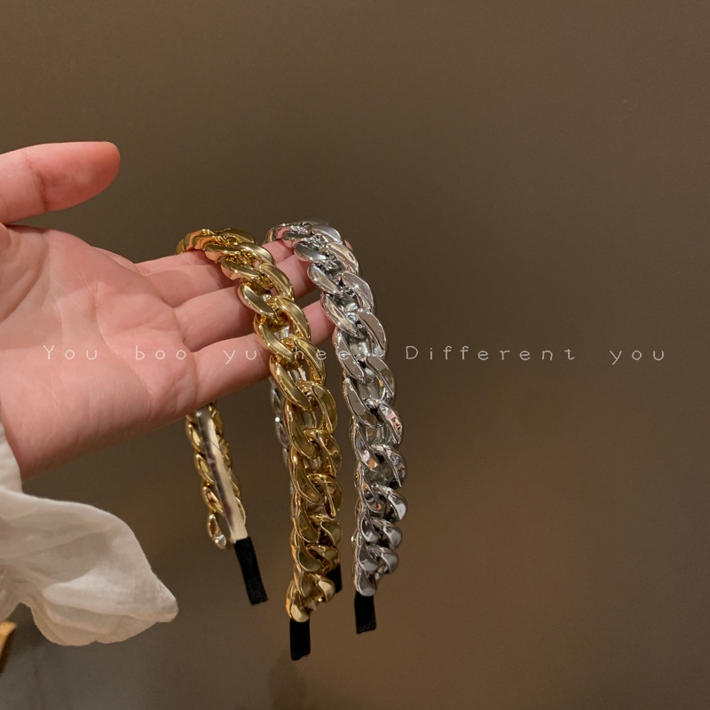 GOLD SILVER METAL CHAIN HEAD HOOP HAIR BAND BANDO BENDO RANTAI BESI EMAS HEADBAND KOREA KOREAN AKSESORIS RAMBUT WANITA