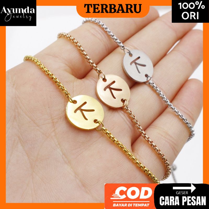 Gelang Huruf titanium anti karat gelang serut Nama Gelang Custom