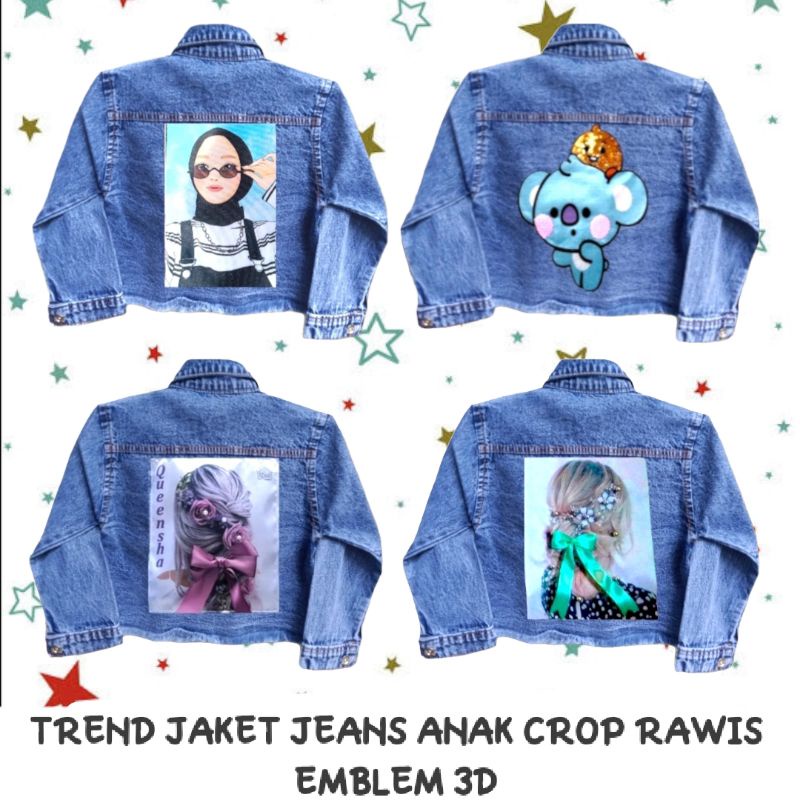 JAKET JEANS ANAK PEREMPUAN 2-6 TAHUN TERBARU/JAKET JEANS ANAK MOTIF PITA/JAKET CROP JEANS ANAK PEREM