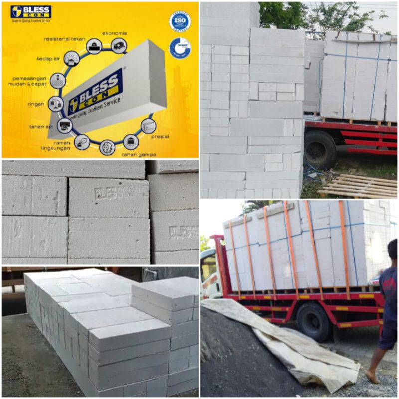 Bata Ringan/Hebel BLESSCON Kualitas A1 (Free 10 zak perekat/1 rit)