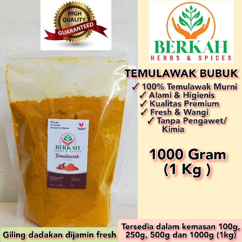 

Temulawak Bubuk Berkah Asli 1000gr 1Kg Curcuma Powder Premium