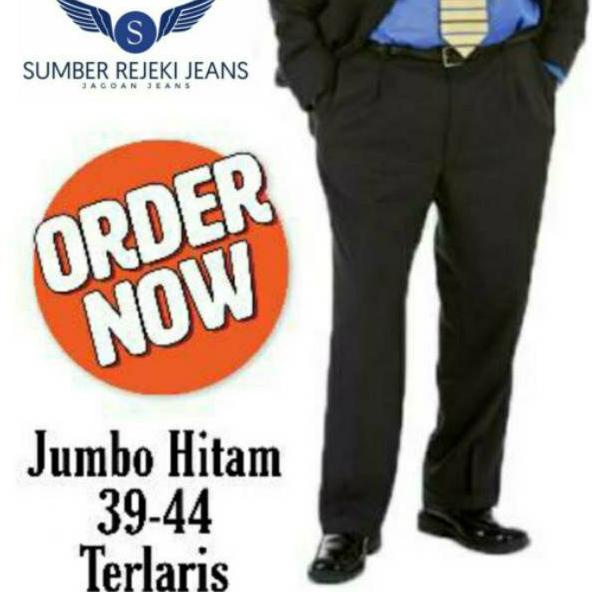 Paket Baru SumberRejekiJeans - Celana FORMAL Bahan Kain Kerja Kantor JUMBO SIZE 39-44 HITAM Panjang 