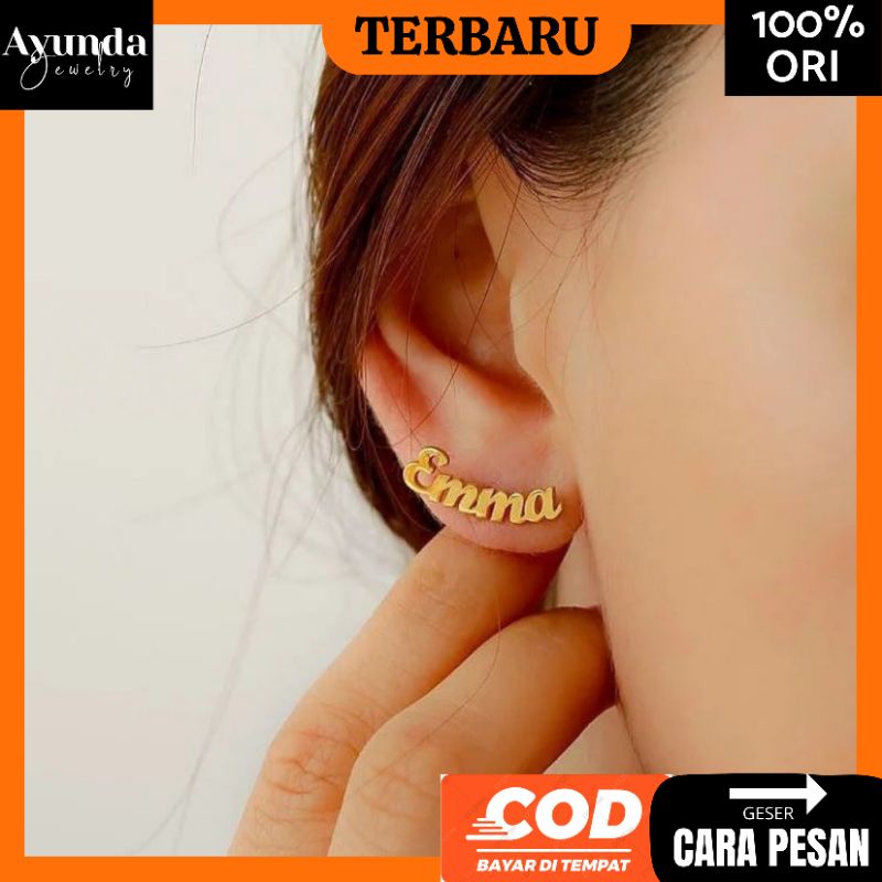 Anting Nama custom titanium anti karat Anting custom