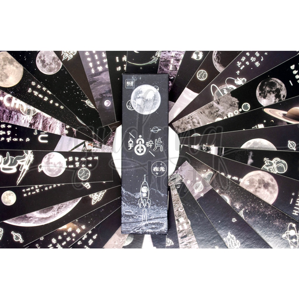 Bookmark Black Universe Pembatas Buku Motif Planet Hitam Simple DIY GH 315109