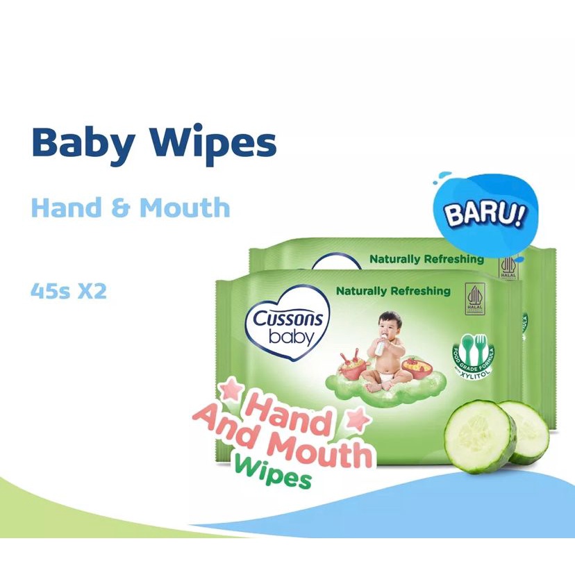 Cussons Baby Wipes 45's +45s (BELI 1 GRATIS 1) / Cussons Wipes / Tissue Bayi Cussons