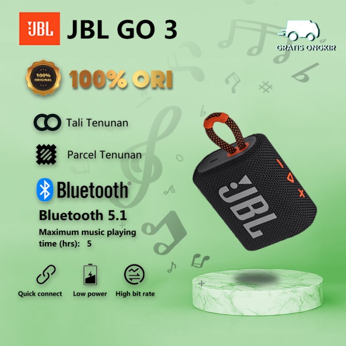 JBL Go 3 Waterproof Bluetooth Speaker ORI Wireless Portable Speaker