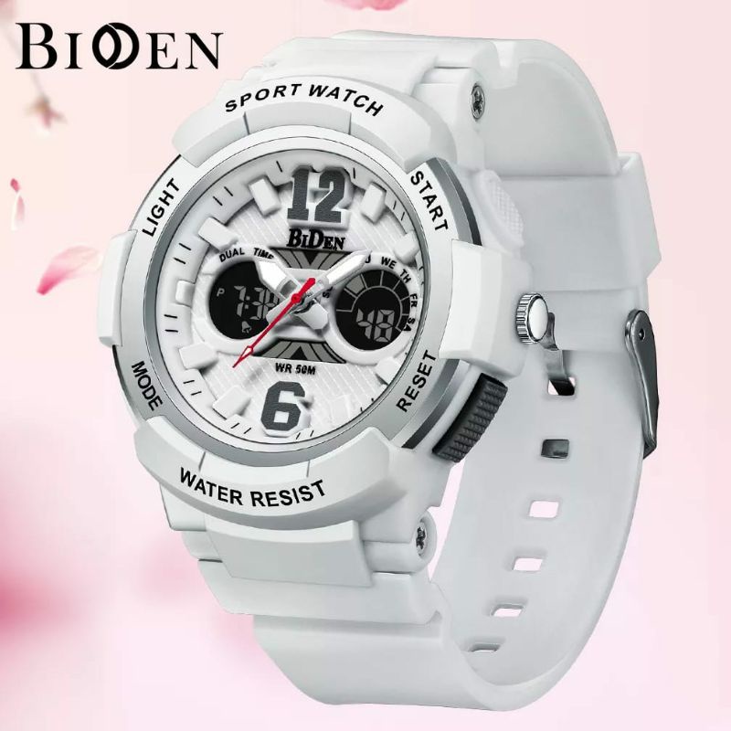 TERVIRAL!!! JAM TANGAN BIDEN WANITA ORIGINAL TERLARIS DUALTIME KASUAL RUBBER TAHAN AIR 30ATM KUARSA