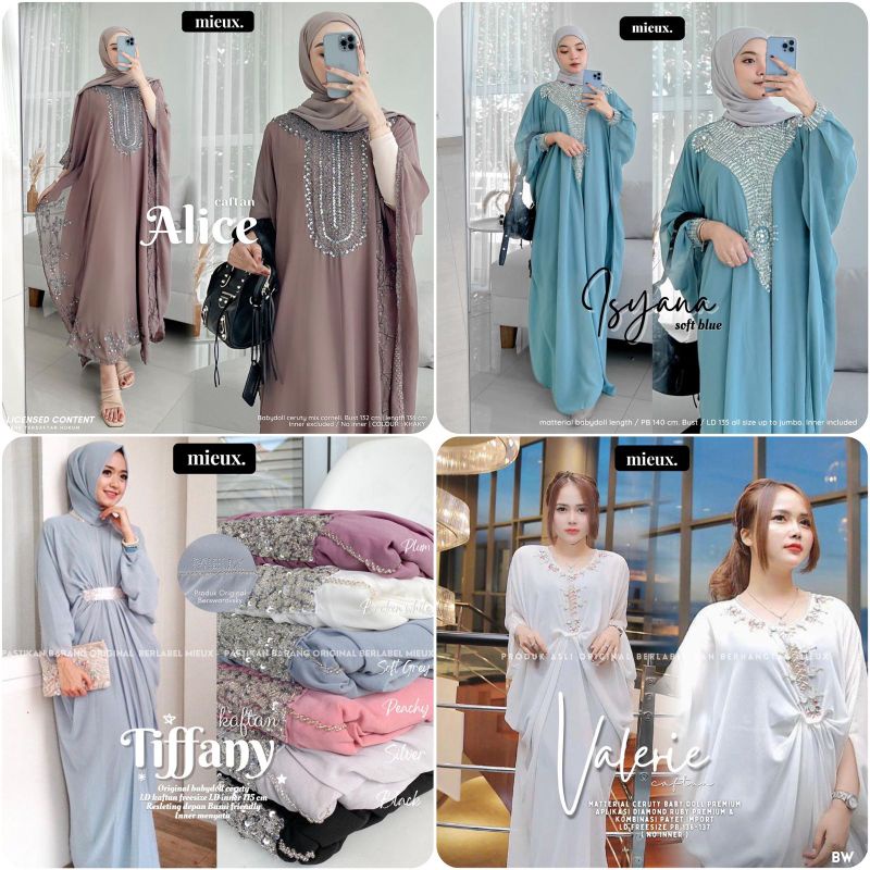 Gamis Wanita Isyana Kaftan/ Valerie Kaftan / Tiffani Kaftan / Alice Kaftan / Pevita Kaftan /  Mat Babydoll Original Miuex