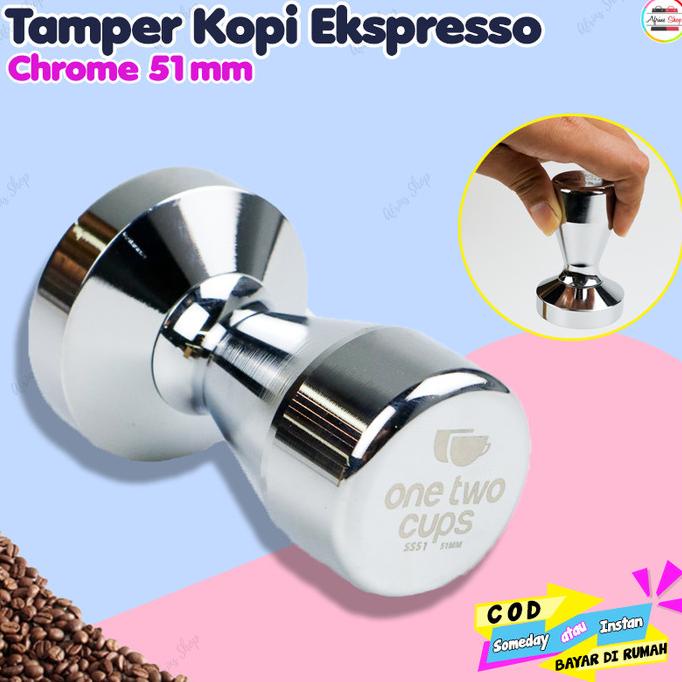 Tamper 50mm Tamper Kopi Espresso Flat Stainless Steel Chrome Pres Kopi