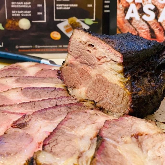

Promo sei sapi asap brisket lengkap dengan sambal 500gram (smoked brisket)