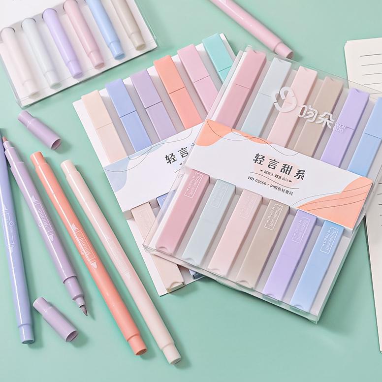 

6pcs Pen Highlighter Fluorescent Warna Permen Untuk Pelajar
