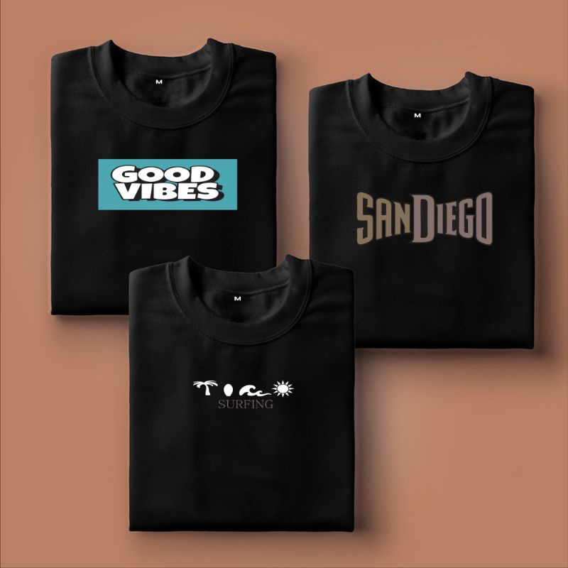 Kaos Distro Pria/Kaos Distro Original/Baju Distro Pria-GOOD VIBES-SANDIEGO-SURFING