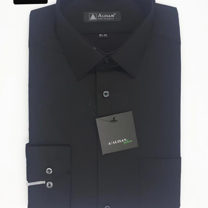 ALISAN Kemeja Pria Polos SLIM FIT Lengan panjang// Aneka Warna// Hitam