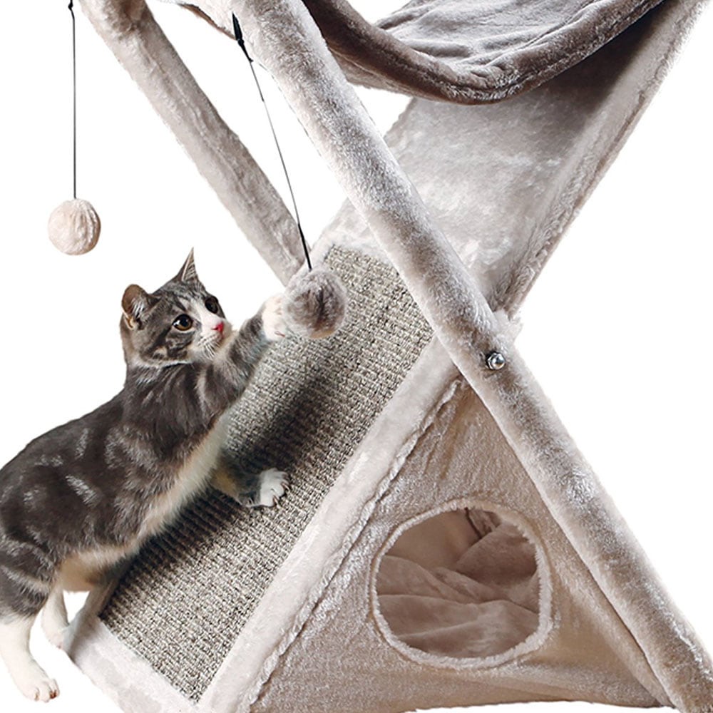 Pawise 51x36x62 Cm Mainan Kucing 3 In 1 Tower