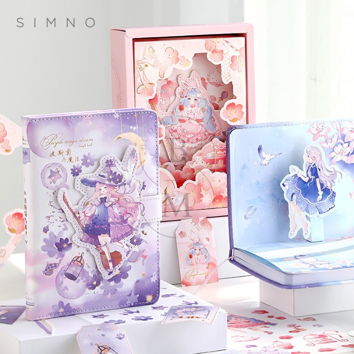 

BISA COD 3D Pop Up Magnetic Diary Notebook + Stiker Magic Dream / Buku Tulis /BUKU TULIS