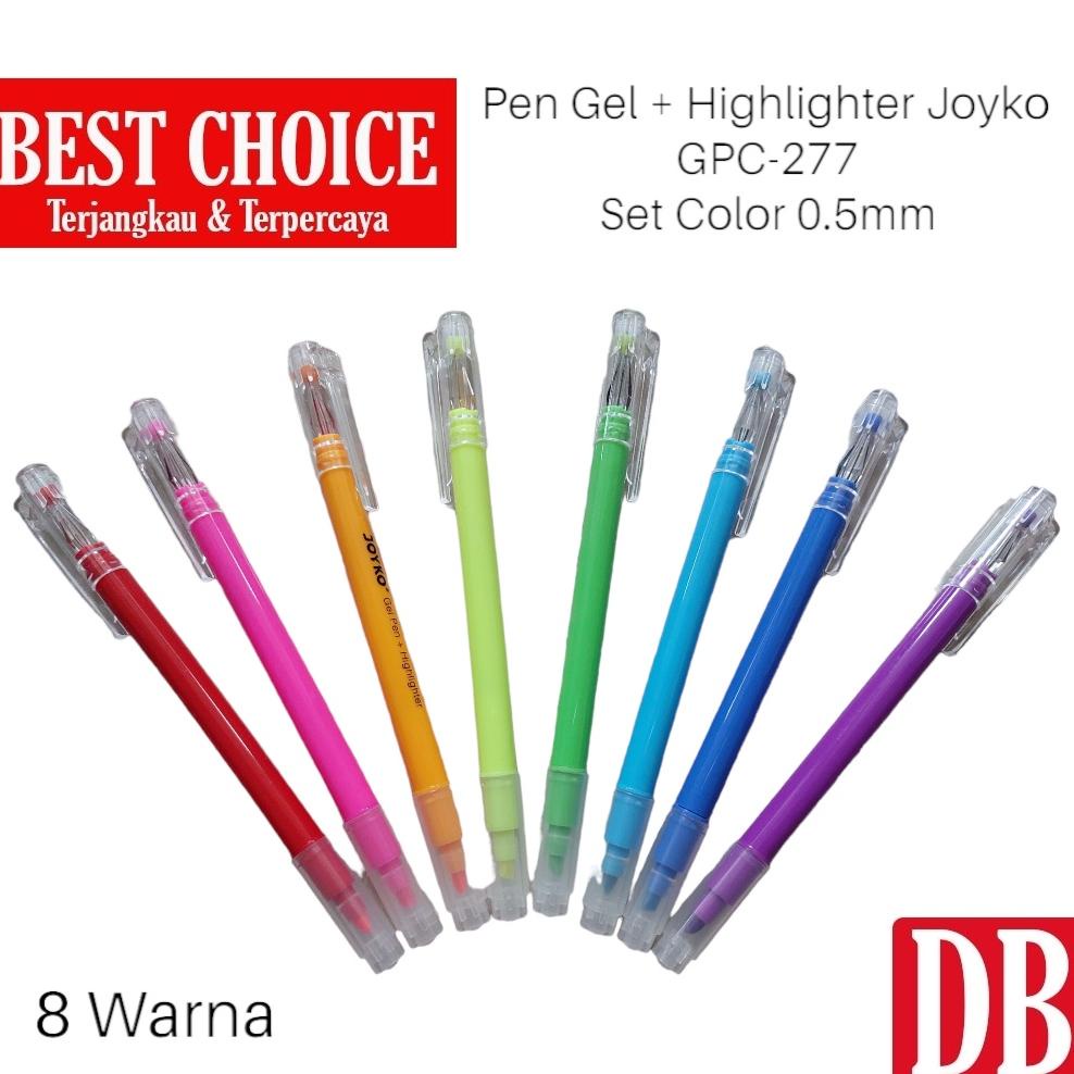 

Diskon Habis Set Color Gel Pen Joyko + Highlighter Double Sided Gpc-277 8 Warna 0.5Mm