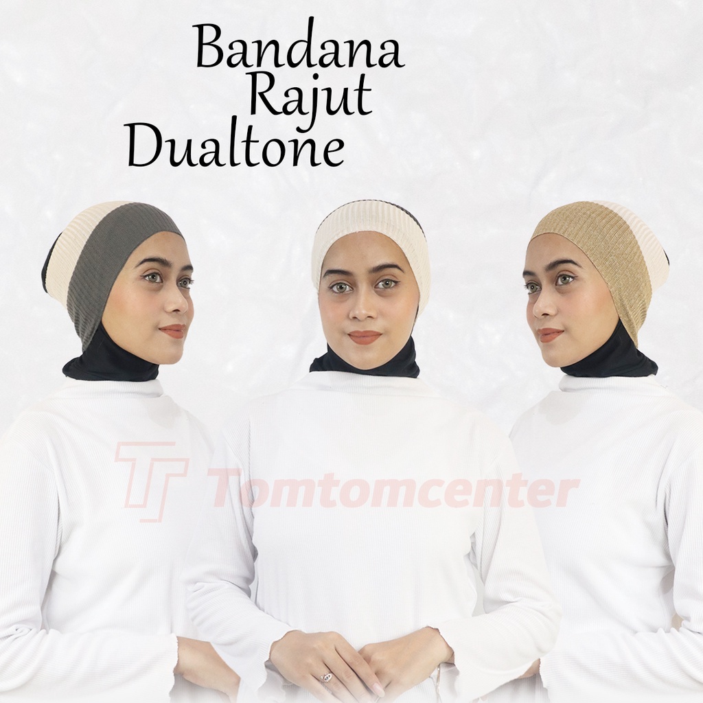 𝗪𝗶𝗻𝗱𝗮 𝗣𝗿𝗮𝗱𝗶𝘁𝗮 Bandana Rajut Ciput Iner Inner Dalaman Jilbab Kerudung Hijab Premium 2 Warna Two Tone Anti Pusing
