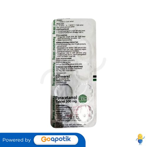 PARACETAMOL MERSIFARMA 500 MG STRIP 10 TABLET