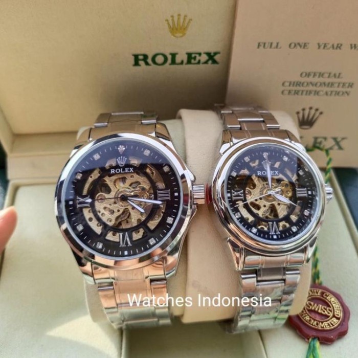 Terlaris Bisa Cod Jam Tangan Couple Rolex Automatic Skelaton/ Rolex Otomatis