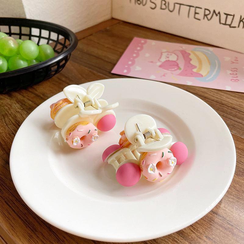 【Bayar di tempat】Pink Ornament Donut Fragmentary Hair Clip Lucu Manis Poni Klip Hair Claw Clip